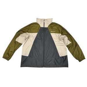 Columbia Windbreaker Men's Size XXL Color Khaki, Green, Blue Hide Away Hood